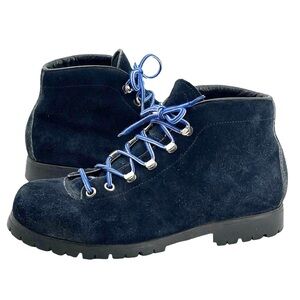 Vintage Hiking Boots The Alps Fabiano Lace Up Suede Leather DARK Navy Blue | 6.5